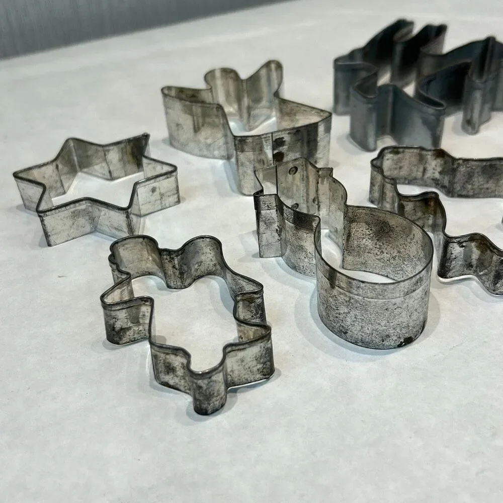 Vtg SET Aluminum Cookie Cutter Metal Christmas Holiday Star Reindeer Snowman Ang